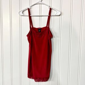TORRID Tank Top Women Sz 0 M/L Intimin Laced Trim Red Sleepwear Top Lightweight